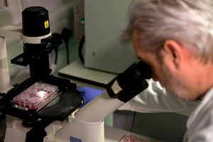 Nhóm các nhà khoa học Mỹ đã công bố mô hình phân tử 3D đầu tiên về chủng virus COVID-19. Ảnh: AFP