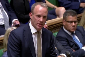 Ngoại trưởng Anh Dominic Raab trong một phiên làm việc ở nghị viện Anh hồi tháng 12-2019. 