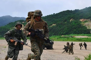 Lính thủy đánh bộ Mỹ - Hàn tập trận chung vào năm 2016. ẢNH: SPUTNIK