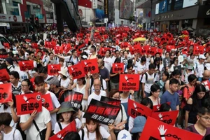 Một cuộc biểu tình của người dân Hong Kong. Ảnh: SCMP.