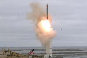 Ảnh đợt phóng thử nghiệm tên lửa hành trình mặt đất mới của Mỹ ở bang California vào tháng 8-2019. Ảnh: AP