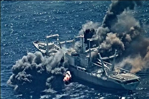 Tàu chở hàng đổ bộ đã bị loại biên USS-Durham (Mỹ) thành mục tiêu thử tên lửa tại RIMPAC 2020. Nguồn: SPUTNIK/US NAVY