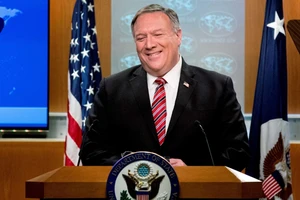 Ngoại trưởng Mỹ Mike Pompeo trong một cuộc họp báo ở Nhà Trắng vào tháng 4-2020. Ảnh: REUTERS
