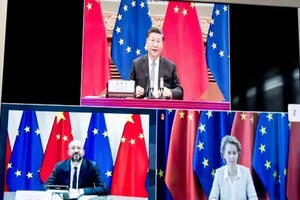 Chủ tịch Trung Quốc Tập Cận Bình họp trực tuyến với các lãnh đạo Liên minh châu Âu.