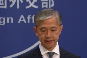 Người phát ngôn Bộ Ngoại giao Trung Quốc Uông Văn Bân trong cuộc họp báo ngày 16-9. Ảnh: RUPTLY