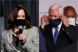 Phó Tổng thống Mỹ Mike Pence (phải) và ứng cử viên đảng Dân chủ Kamala Harris (trái).