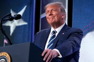 Tổng thống Donald Trump trong một cuộc họp báo ở Nhà Trắng hồi tháng 4. Ảnh: REUTERS