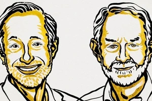 Hình ảnh hai ông Paul Milgrom và Robert Wilson trong thông báo trao giải Nobel Kinh tế năm 2020. Ảnh: ỦY BAN GIẢI NOBEL KINH TẾ 2020