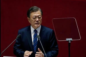 Tổng thống Moon Jae-in phát biểu hôm 28-10. Ảnh: REUTERS