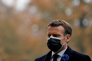 Tổng thống Pháp Emmanuel Macron tại lễ kỷ niệm ngày dấu sự kết thúc của Chiến tranh thế giới thứ nhất tại Paris, ngày 11-11.