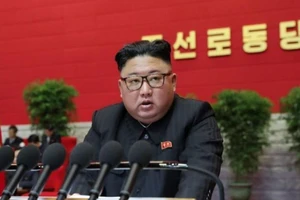 Chủ tịch Triều Tiên Kim Jong Un phát biểu trong Đại hội đảng ở Bình Nhưỡng, Triều Tiên, ngày 9-1.
