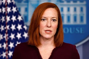 Thư ký Nhà Trắng Jen Psaki trong cuộc họp báo hôm 9-2. Ảnh: REUTERS