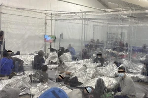 Những đứa trẻ phải sống chung với nhau bên trong những căn lều tạm bợ được ngăn giữa bằng những tấm nhựa thô sơ.