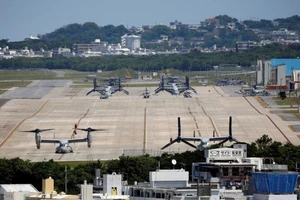 Máy bay Osprey tại căn cứ Hải quân Futenma của Mỹ ở tỉnh Okinawa, Nhật vào năm 2018. Ảnh: REUTERS