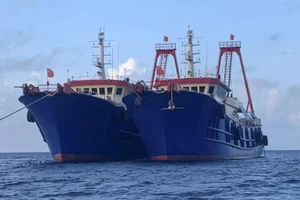 Các tàu Trung Quốc hiện diện trái phép tại đá Ba Đầu (thuộc quần đảo Trường Sa của Việt Nam). Ảnh: AP