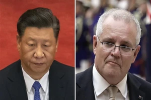 Chủ tịch Trung Quốc Tập Cận Bình (trái) và Thủ tướng Úc Scott Morrison. Ảnh: AP