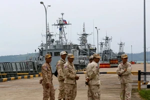 Binh sĩ Campuchia tại quân cảng Ream. Ảnh: REUTERS chụp năm 2019