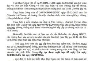 Tiền Giang cho học sinh nghỉ thêm 3 ngày để tránh Corona