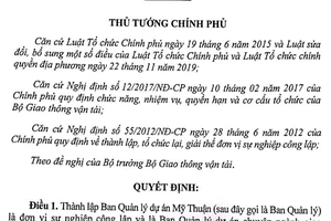 Thành lập PMU Mỹ Thuận trực thuộc Bộ GTVT