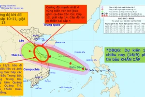 Bão số 5 di chuyển nhanh, hướng vào Quảng Bình - Đà Nẵng