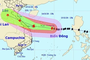 Bão số 13 đang tiến nhanh về vùng biển Quảng Bình - Quảng Ngãi