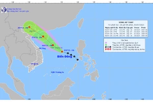 Vùng áp thấp trên Biển Đông đang mạnh lên, Bắc bộ nhiều nơi mưa to