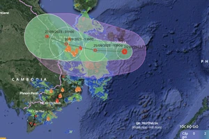 Dự báo vị trí và đường đi của áp thấp nhiệt đới. Ảnh: VNDMS