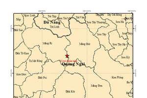 Nửa đêm, động đất 4,9 độ ở Quảng Ngãi