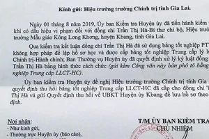 Cách chức nữ hiệu trưởng dùng bằng cấp 3 dỏm