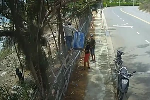 Nhóm thanh niên leo rào trộm giữa ban ngày