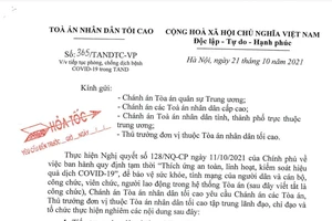 Tòa án sẽ hoạt động tùy vào cấp độ dịch COVID-19