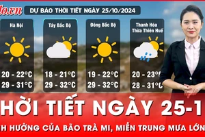 Thời tiết ngày 25-10: Ảnh hưởng của bão Trà Mi đổ bộ Biển Đông, miền Trung hứng mưa lớn diện rộng