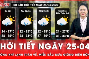 Dự báo thời tiết ngày 25-4: Không khí lạnh tràn về, miền Bắc mưa giông diện rộng