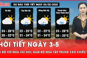 Dự báo thời tiết ngày 3-5: Bắc Bộ có mưa vài nơi, Nam Bộ mưa tập trung vào chiều tối