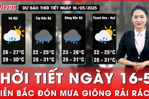 Dự báo thời tiết ngày 16-5: Miền Bắc mưa rào, giông rải rác, tập trung từ chiều tối và đêm