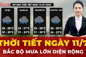 Dự báo thời tiết ngày 11-7: Bắc Bộ mưa lớn diện rộng, nguy cơ lũ quét và sạt lở đất tại nhiều khu vực