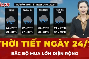 Dự báo thời tiết ngày 24-7: Bắc Bộ mưa trên diện rộng, có nơi mưa rất lớn