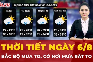 Dự báo thời tiết ngày 6-8: Bắc Bộ mưa to diện rộng, vùng núi có nơi mưa rất to