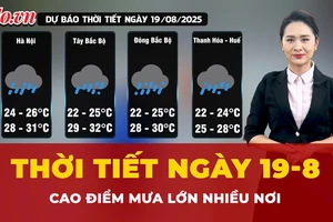 Dự báo thời tiết ngày 19-8: Cao điểm mưa lớn nhiều nơi, áp thấp nhiệt đới tiến vào vịnh Bắc Bộ