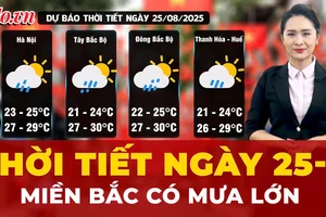 Dự báo thời tiết ngày 25-8: Miền Bắc mưa to, có nơi mưa rất to