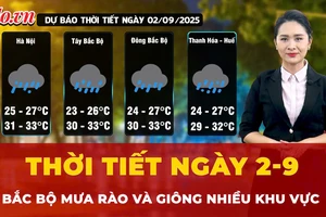 Dự báo thời tiết ngày 2-9: Bắc Bộ và Bắc Trung Bộ có mưa rào, đêm ven biển khả năng có giông