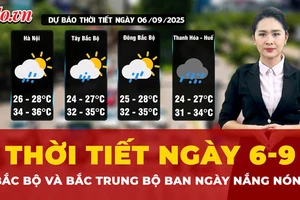 Dự báo thời tiết ngày 6-9: Bắc Bộ và Bắc Trung Bộ ngày nắng, mưa giông về đêm