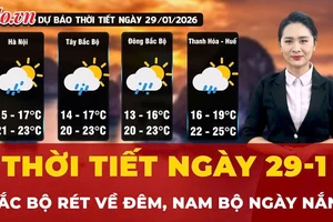 Dự báo thời tiết ngày 29-1: Bắc Bộ rét về đêm, Nam Bộ ngày nắng