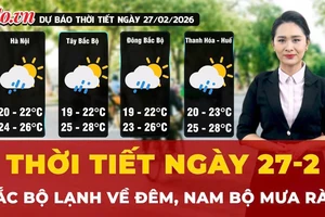 Dự báo thời tiết ngày 27-2: Bắc Bộ lạnh về đêm, Nam Bộ mưa rào
