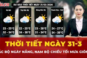 Dự báo thời tiết ngày 31-3: Bắc Bộ ngày nắng, Nam Bộ chiều tối mưa giông