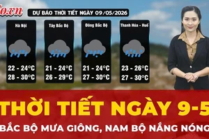Dự báo thời tiết ngày 9-5: Bắc Bộ mưa giông, Nam Bộ nắng nóng