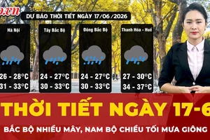 Dự báo thời tiết ngày 17-6: Bắc Bộ nhiều mây, Nam Bộ chiều tối mưa giông