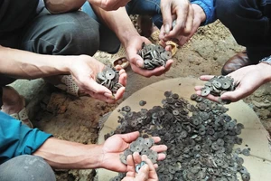 Đào được 10 kg tiền cổ khi làm móng nhà