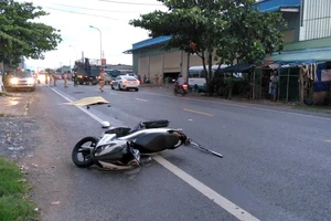 Hiện trường vụ tai nạn (ảnh HÀ HUY)