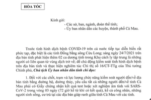 Người về và đến Cà Mau từ 5 tỉnh, thành phố này phải cách ly tập trung ngay